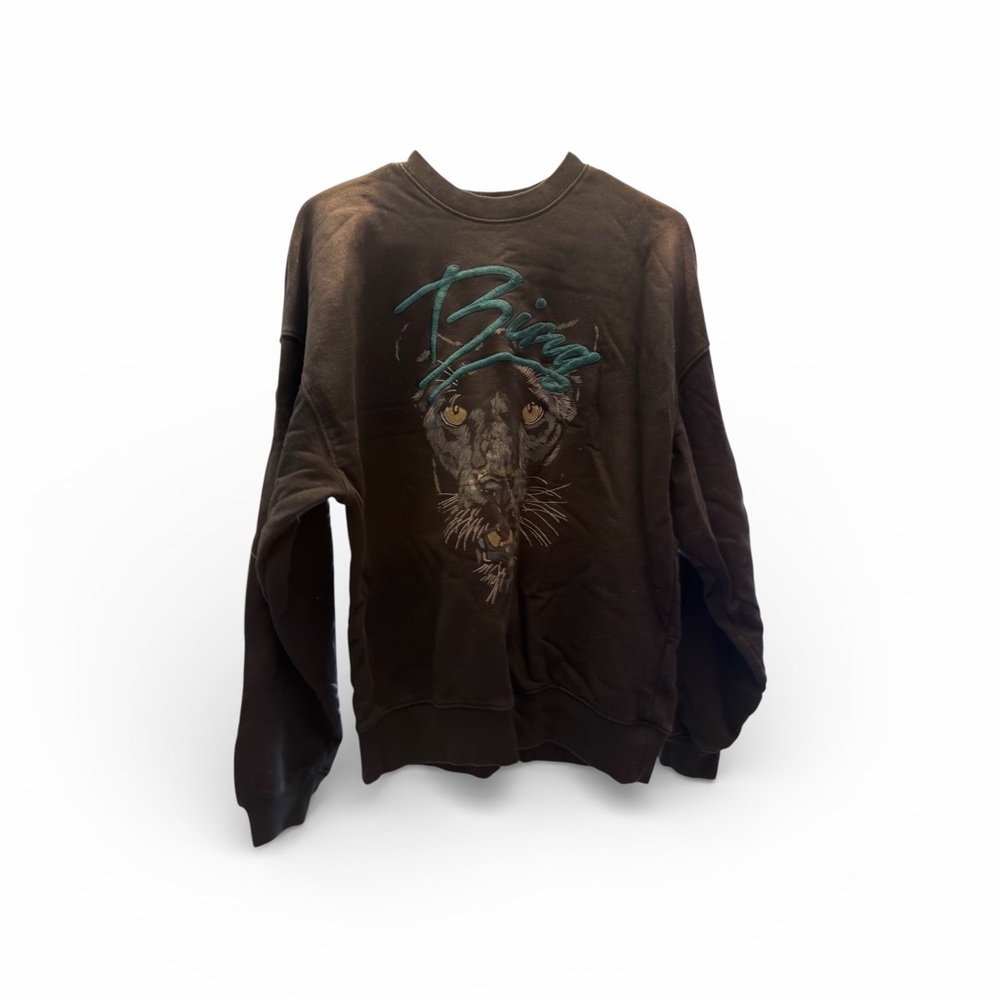 Anine Bing Kenny Sweatshirt Panther in Vintage Black - Picture 3 of 6